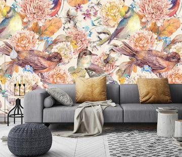 3D Flowers And Birds 391 Wall Murals