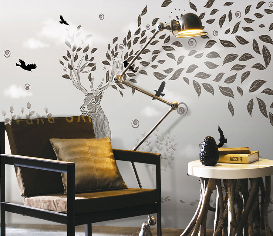 3D Leaf Deer WG152 Wall Murals