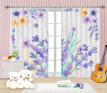3D Purple Flowers 137 Curtains Drapes
