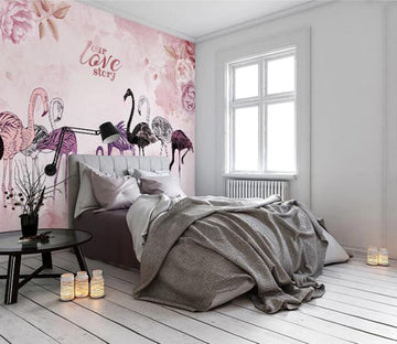 3D Cute Flamingo WC26 Wall Murals Wallpaper AJ Wallpaper 2 