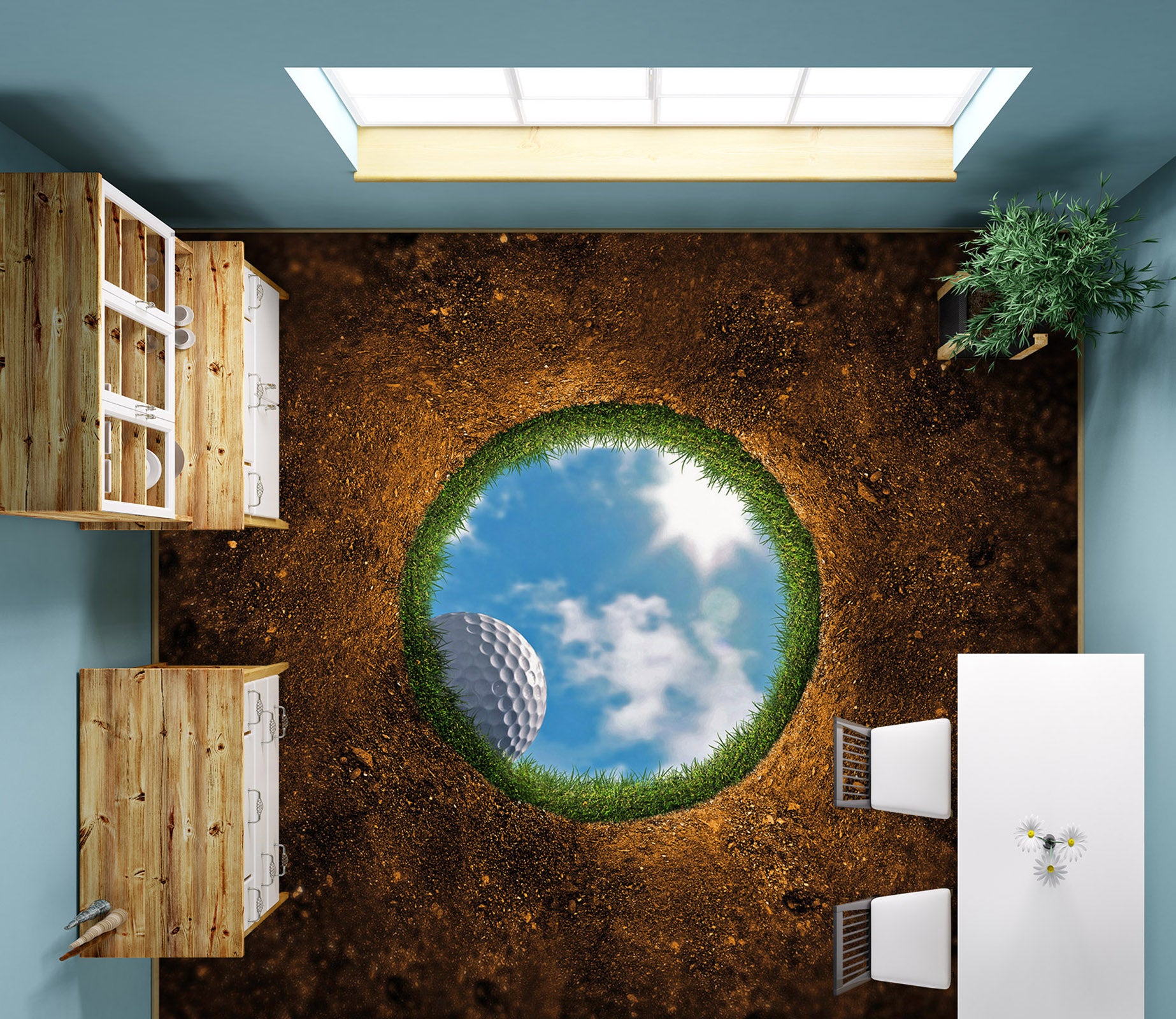 3D Hole And Sky 1469 Floor Mural  Wallpaper Murals Self-Adhesive Removable Print Epoxy