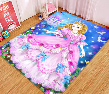 3D Pink Princess 5766 Kayomi Harai Rug Non Slip Rug Mat