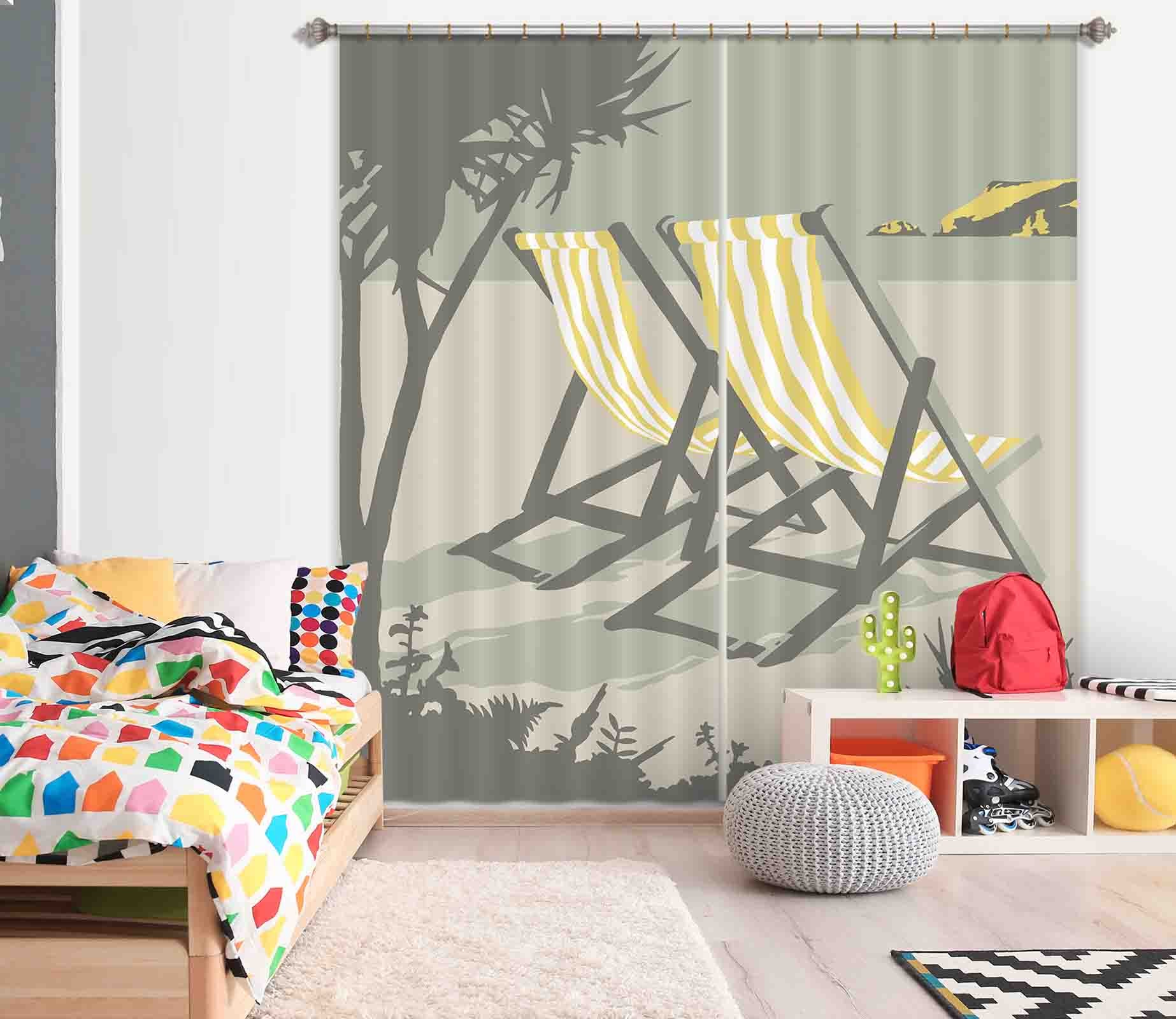 3D Polzeath Deckchairs 132 Steve Read Curtain Curtains Drapes