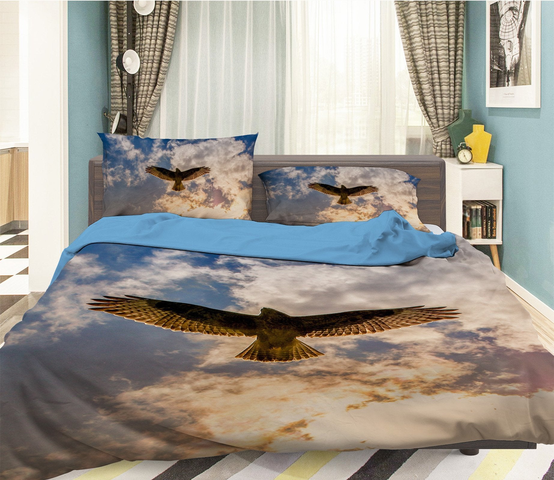 3D Eagle Flying 1924 Bed Pillowcases Quilt Quiet Covers AJ Creativity Home 