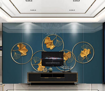 3D Golden Ginkgo Leaf 239 Wall Murals