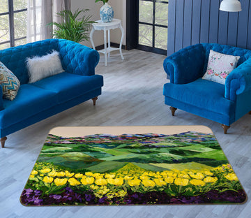 3D Summer Flowers 1014 Allan P. Friedlander Rug Non Slip Rug Mat