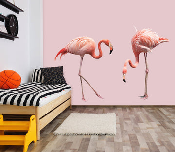 3D Walking Flamingo 096 Animals Wall Stickers Wallpaper AJ Wallpaper 