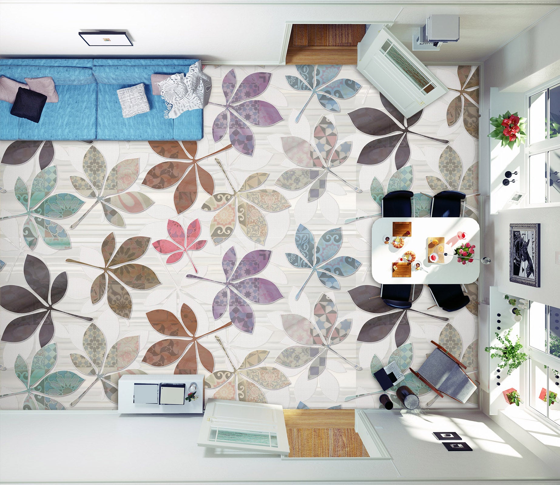 3D Literary Leaves 576 Floor Mural  Wallpaper Murals Rug & Mat Print Epoxy waterproof bath floor