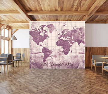 3D Purple Vintage 1390 World Map Wall Murals