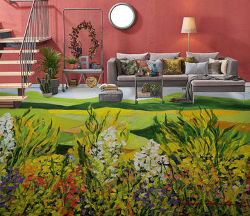 3D Flower Bush Hillside Lawn 9662 Allan P. Friedlander Floor Mural  Wallpaper Murals Self-Adhesive Removable Print Epoxy