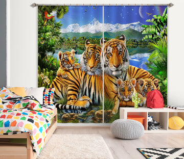 3D Loving Tigers 057 Adrian Chesterman Curtain Curtains Drapes