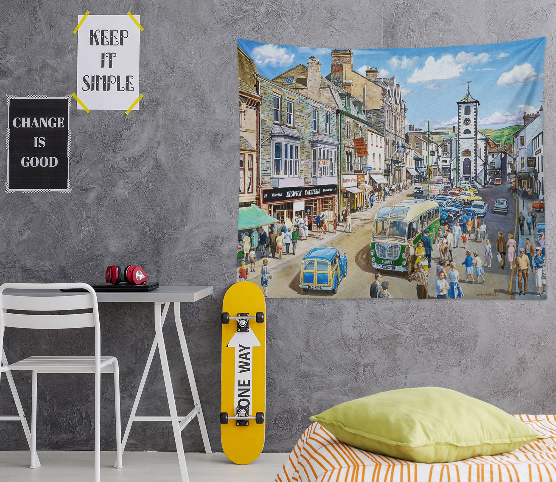 3D Street Building Pedestrian 11263 Trevor Mitchell Tapestry Hanging Cloth Hang