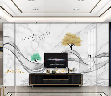 3D Yellow Tree And Green Tree 688 Wall Murals