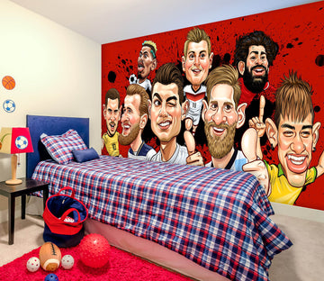 3D Cartoon Version Football Star 57222 Wall Murals