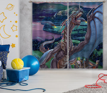3D Big Dragon 5077 Tom Wood Curtain Curtains Drapes