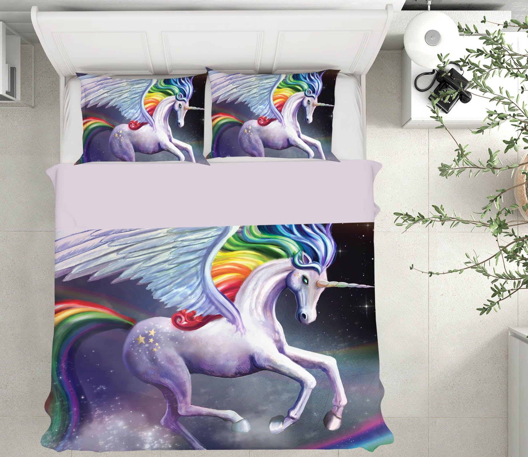 3D Rainbow Unicorn 116 Rose Catherine Khan Bedding Bed Pillowcases Quilt