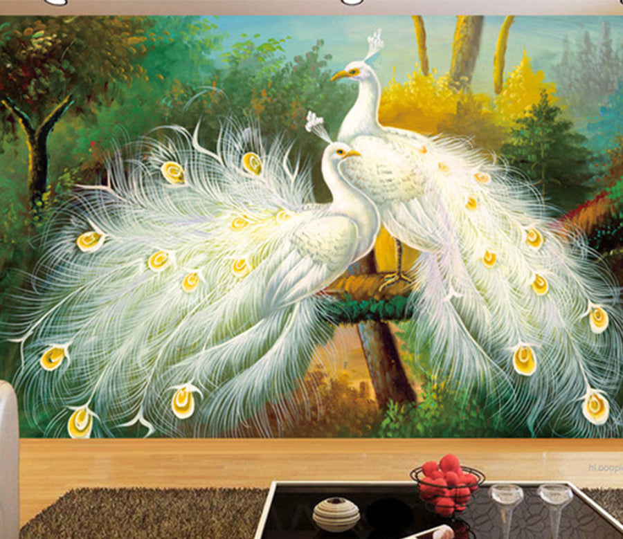 3D White Peacock WG060 Wall Murals