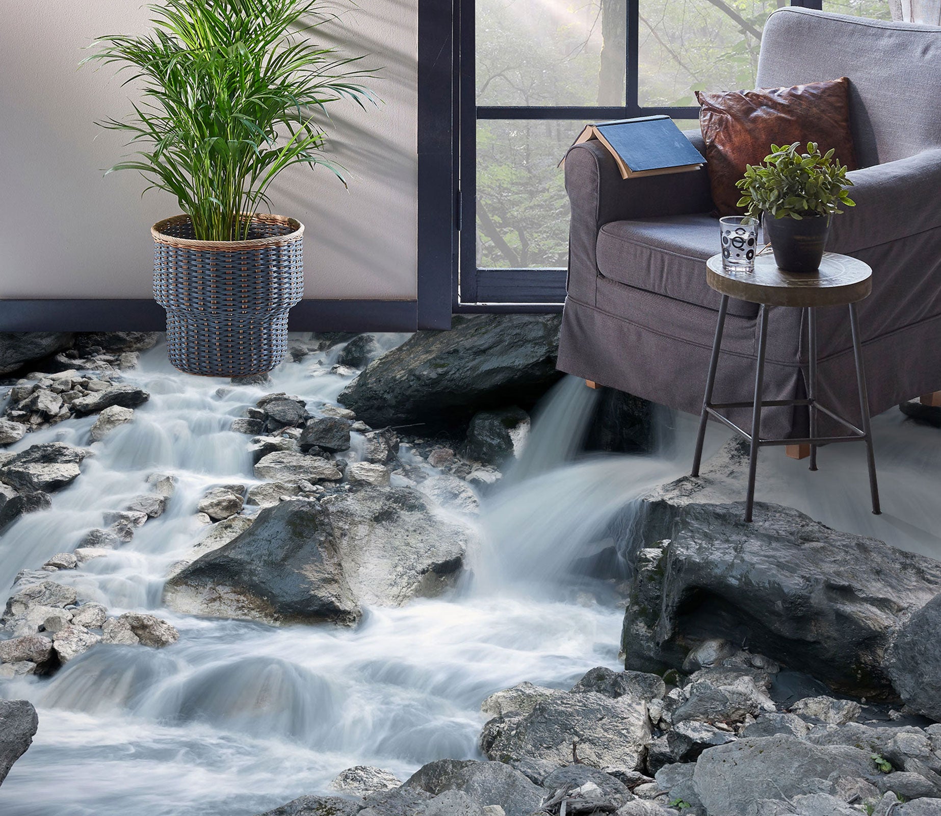 3D Stone And River 1077 Floor Mural  Wallpaper Murals Self-Adhesive Removable Print Epoxy