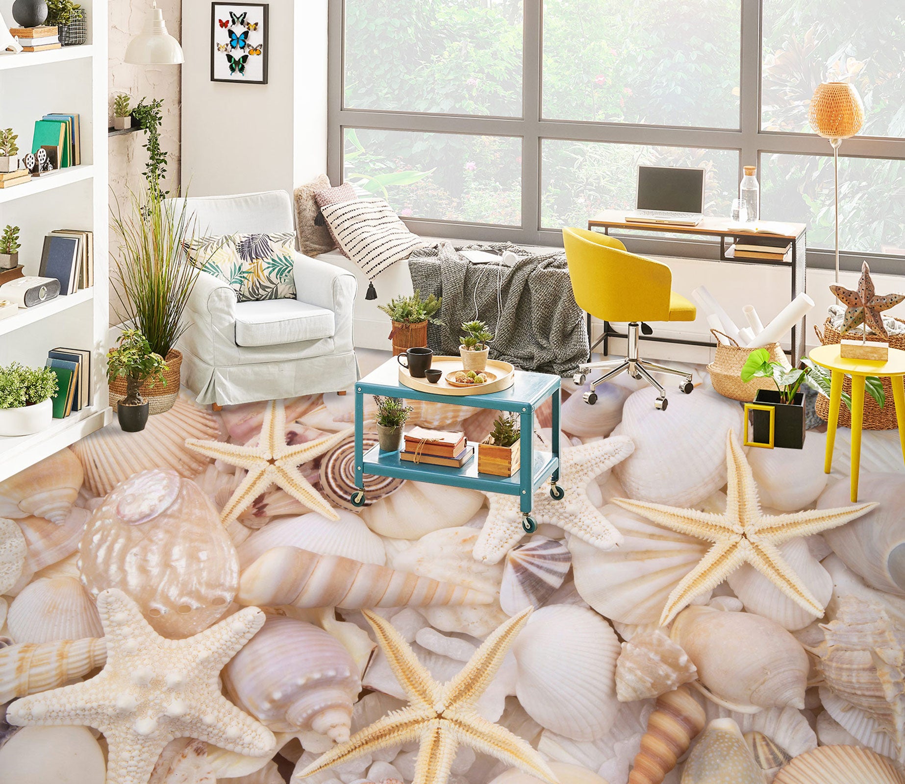 3D Starfish And Conch 454 Floor Mural  Wallpaper Murals Rug & Mat Print Epoxy waterproof bath floor