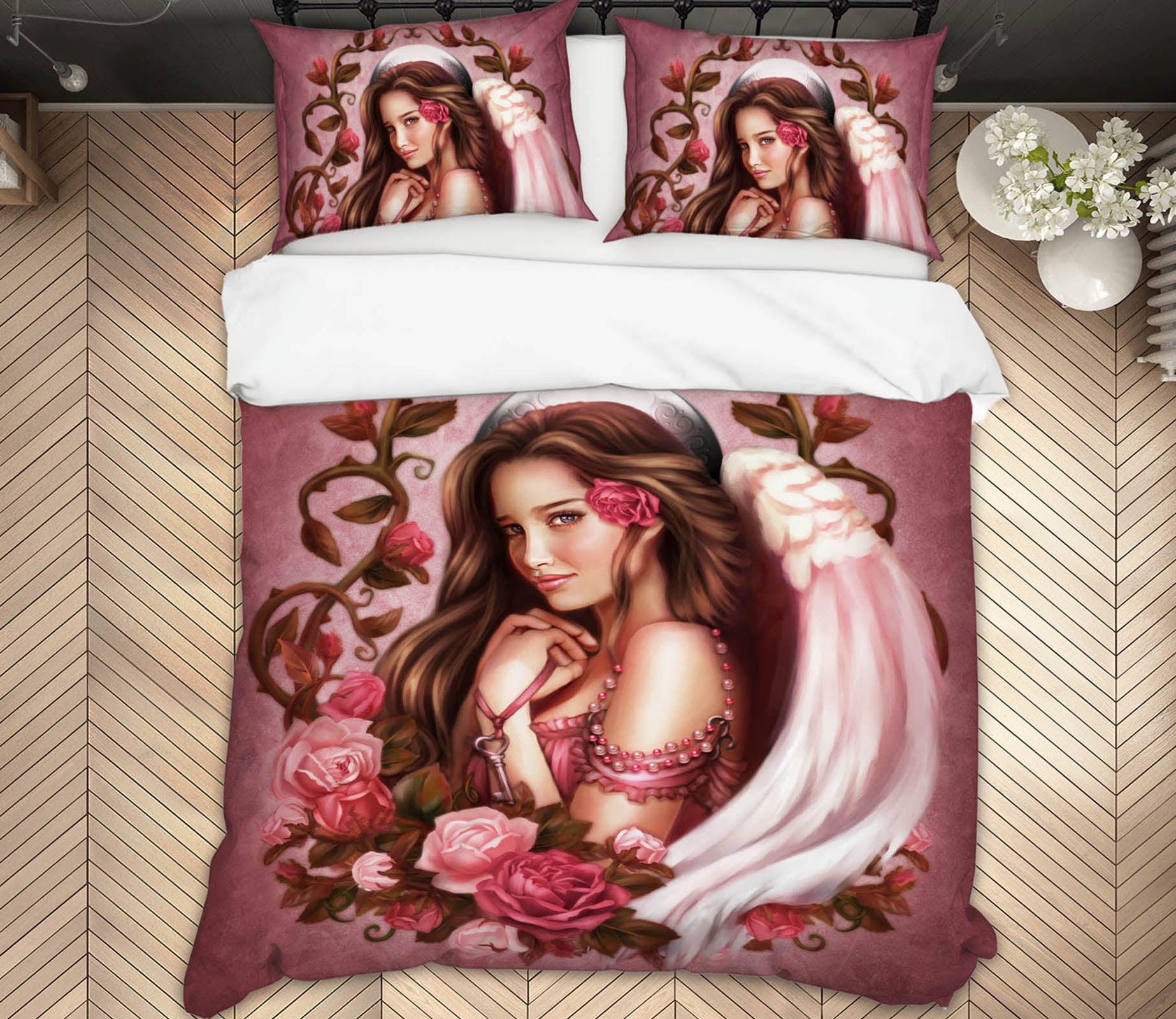 3D Pink Rose Woman 8845 Brigid Ashwood Bedding Bed Pillowcases Quilt Cover Duvet Cover