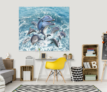 3D Dolphin Jump 015 Jerry LoFaro Wall Sticker