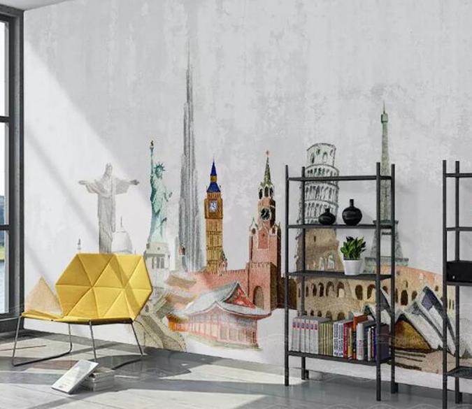 3D Color Tall Building 449 Wall Murals Wallpaper AJ Wallpaper 2 