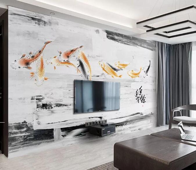 3D Fish School 061 Wall Murals Wallpaper AJ Wallpaper 2 