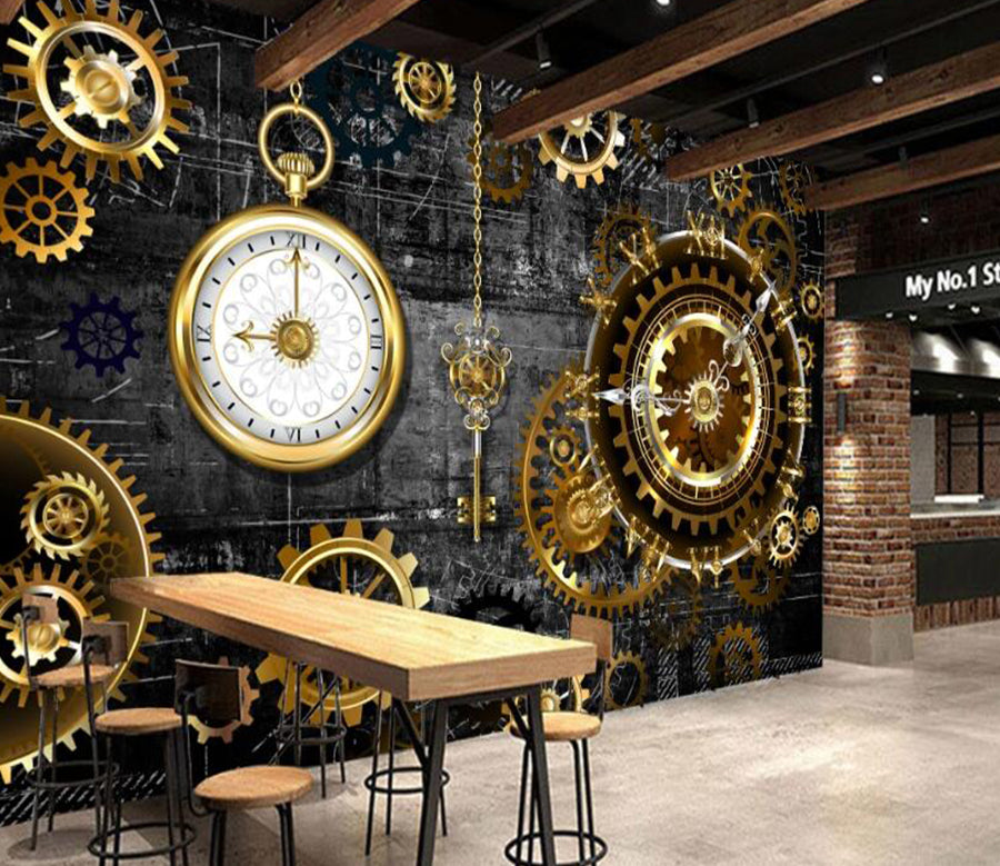3D Metal Clock 472 Wall Murals