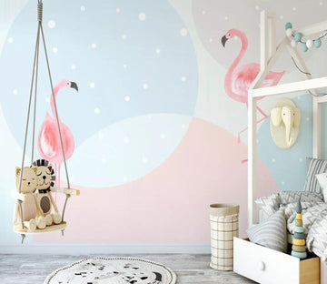 3D Cute Flamingo WC47 Wall Murals Wallpaper AJ Wallpaper 2 