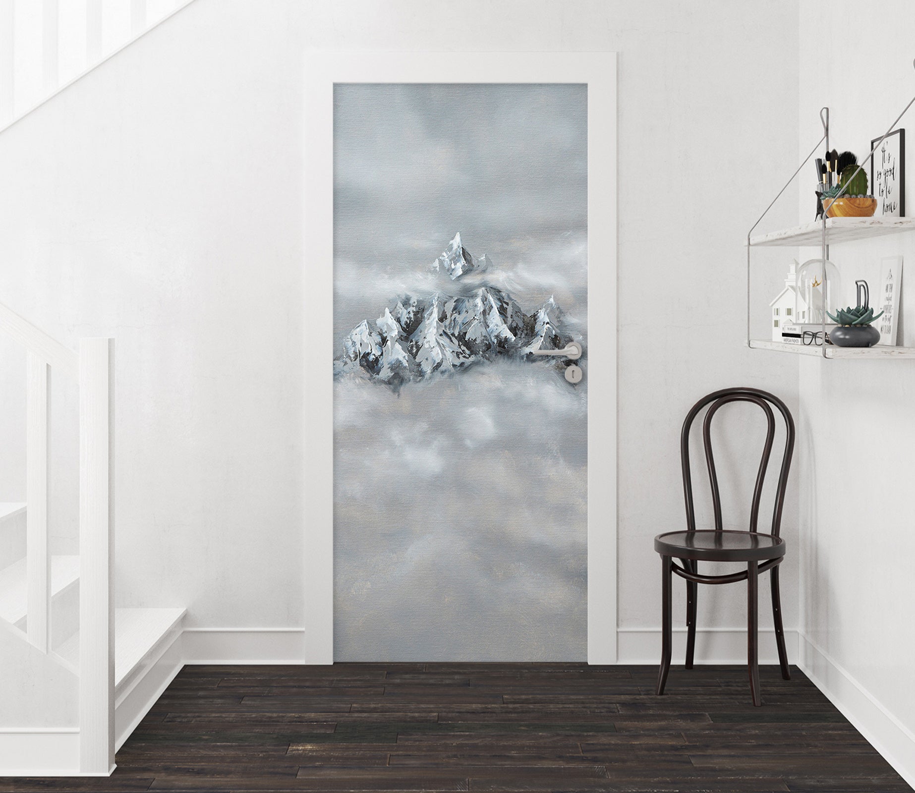 3D Mountain Peak Fog 9444 Marina Zotova Door Mural