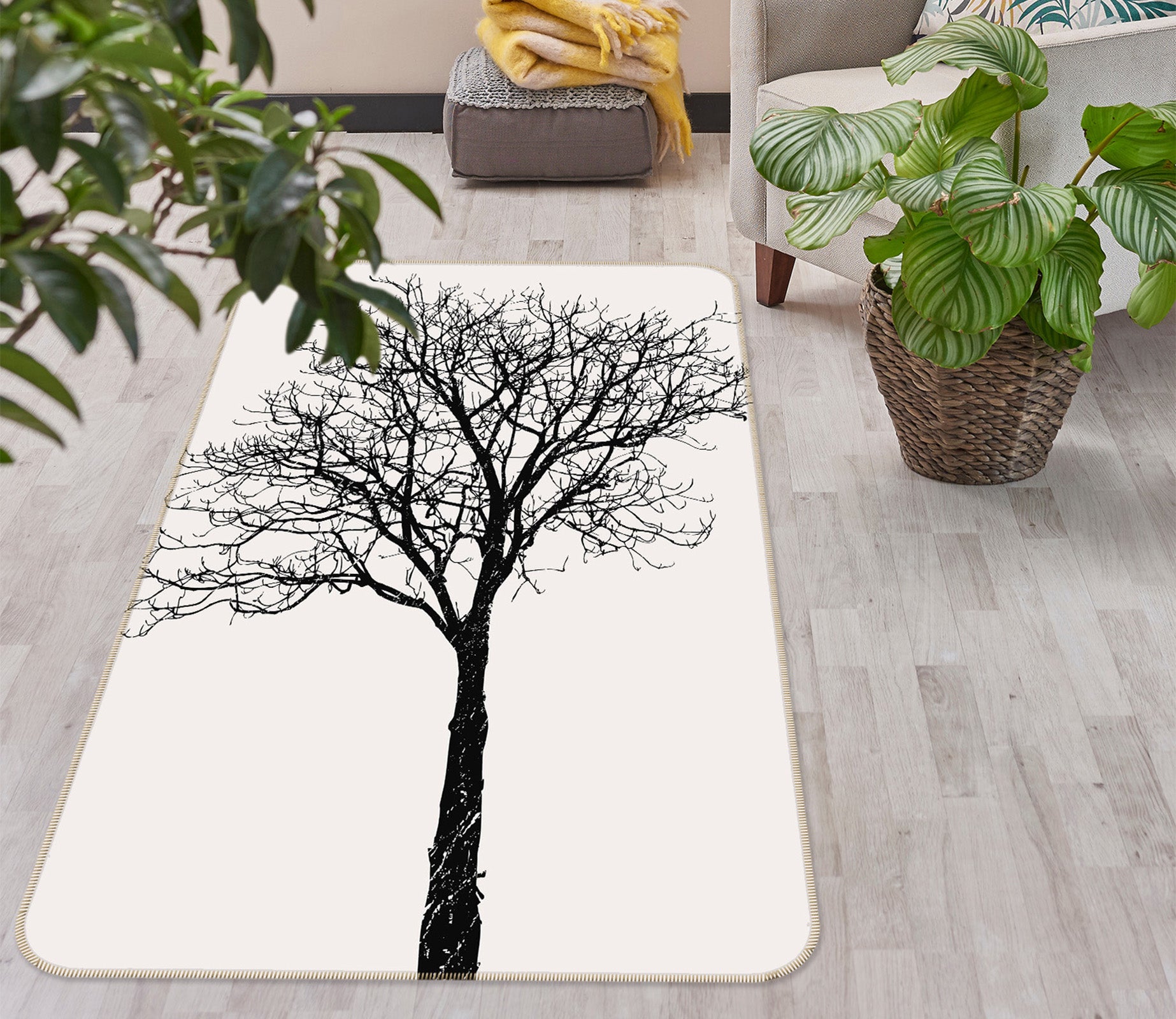 3D Black Birch 1013 Boris Draschoff Rug Non Slip Rug Mat