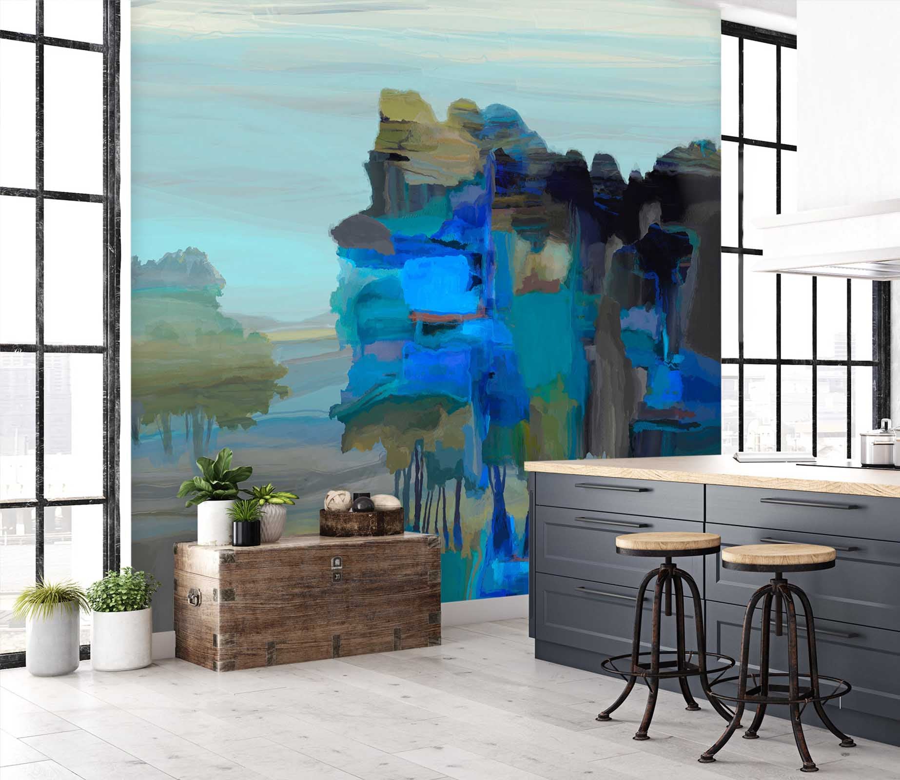 3D Blue Lake 1427 Michael Tienhaara Wall Mural Wall Murals
