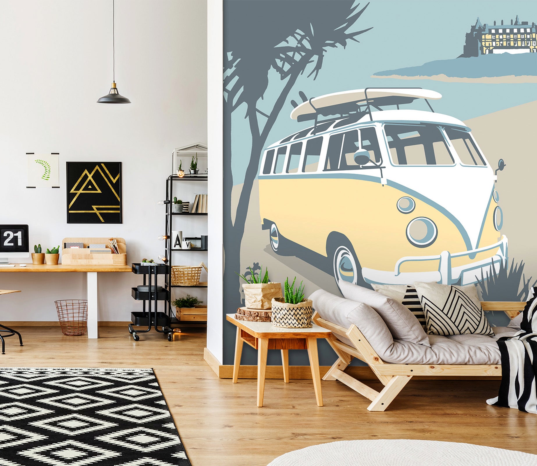 3D Newquay Camper 1031 Steve Read Wall Mural Wall Murals