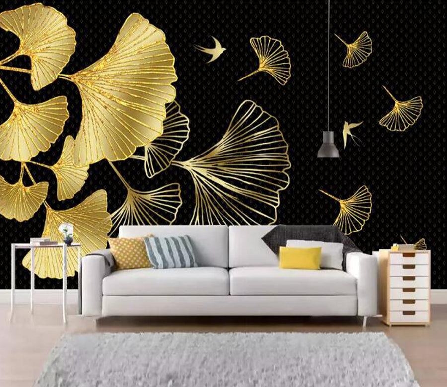 3D Swallow Leaves WC2318 Wall Murals