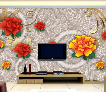 3D Colored Flowers WC29 Wall Murals Wallpaper AJ Wallpaper 2 
