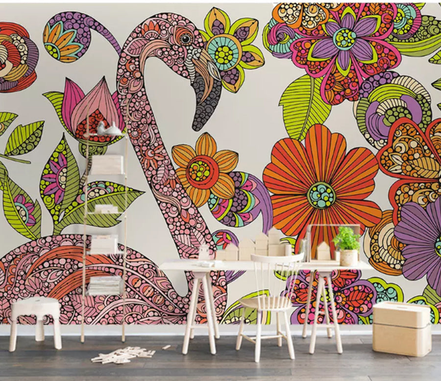 3D Bird Flower 2044 Wall Murals