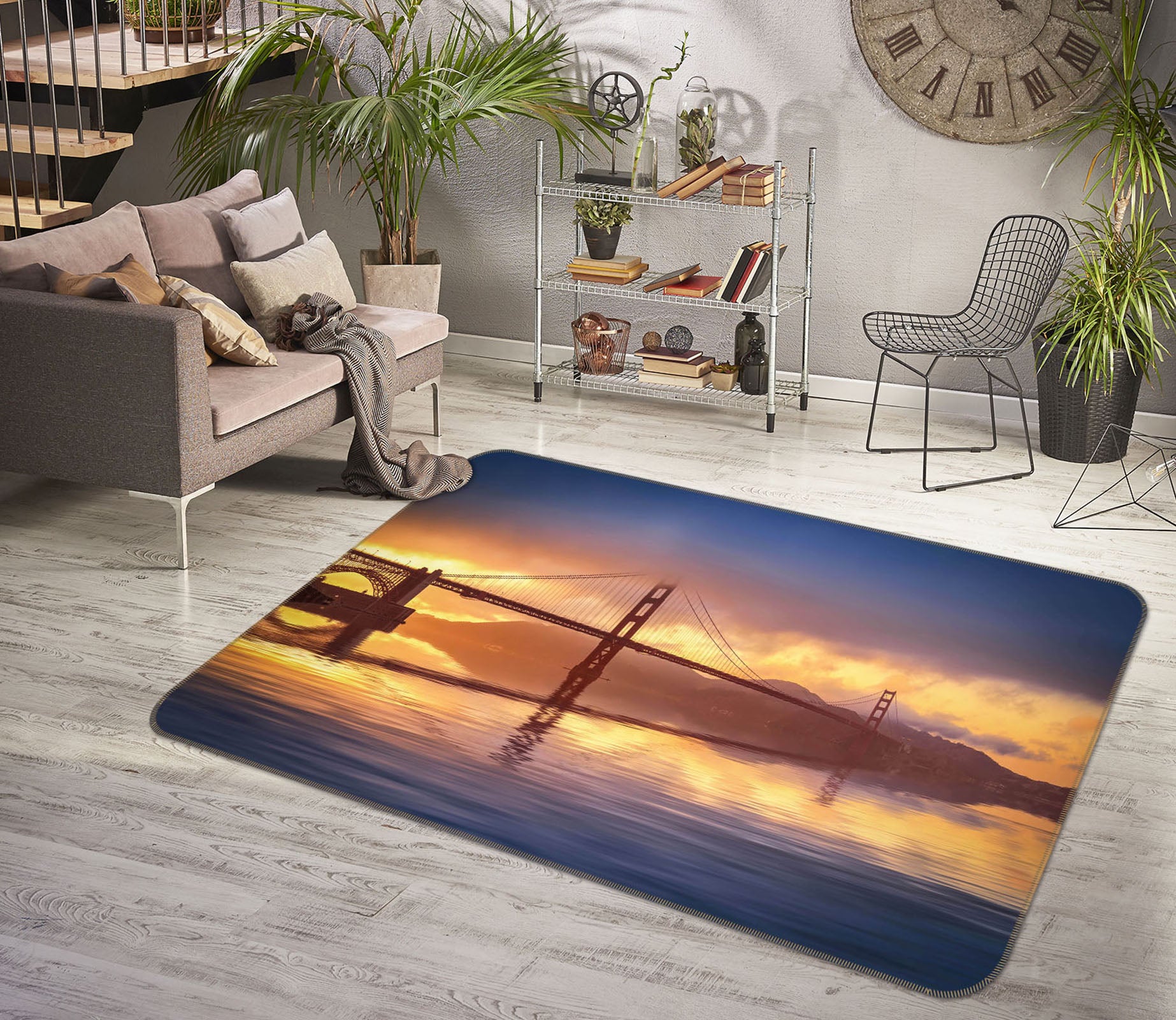 3D Dusk Bridge 1163 Marco Carmassi Rug Non Slip Rug Mat