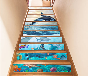3D Dolphin Whale Ocean 96180 Adrian Chesterman Stair Risers