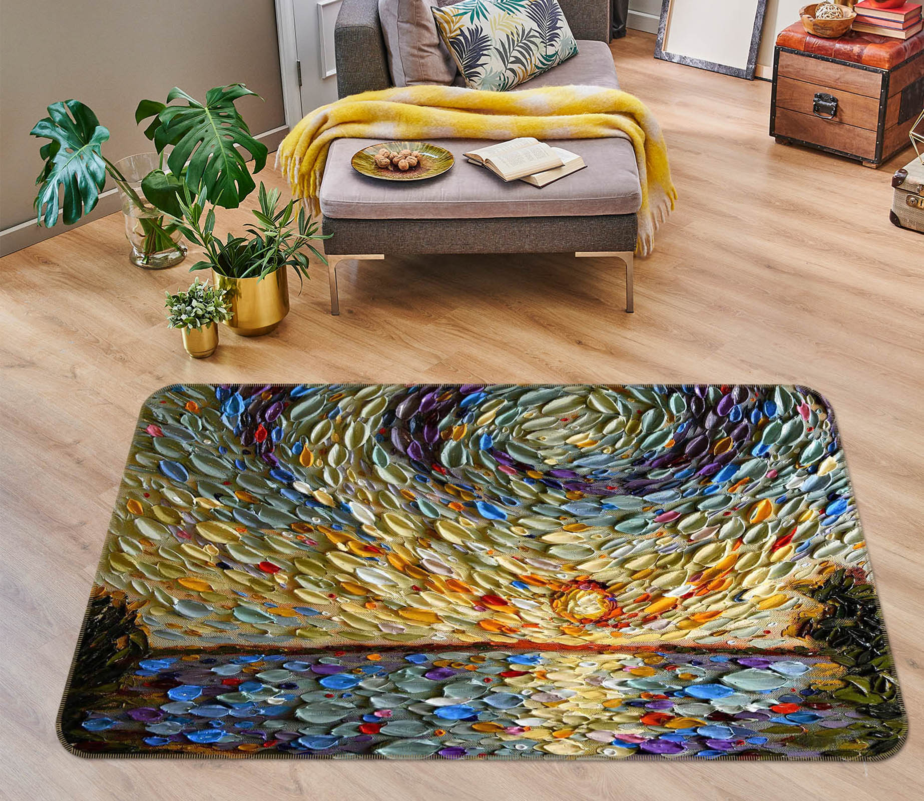 3D Shell Sunset 1011 Dena Tollefson Rug Non Slip Rug Mat