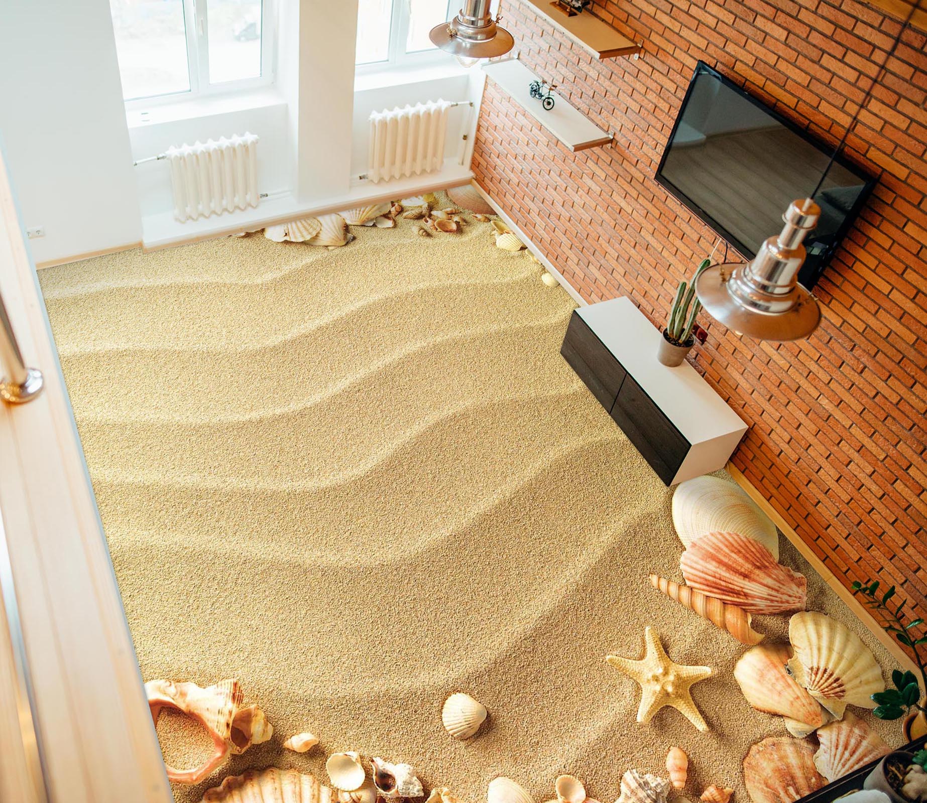 3D Happy Beach 391 Floor Mural  Wallpaper Murals Rug & Mat Print Epoxy waterproof bath floor