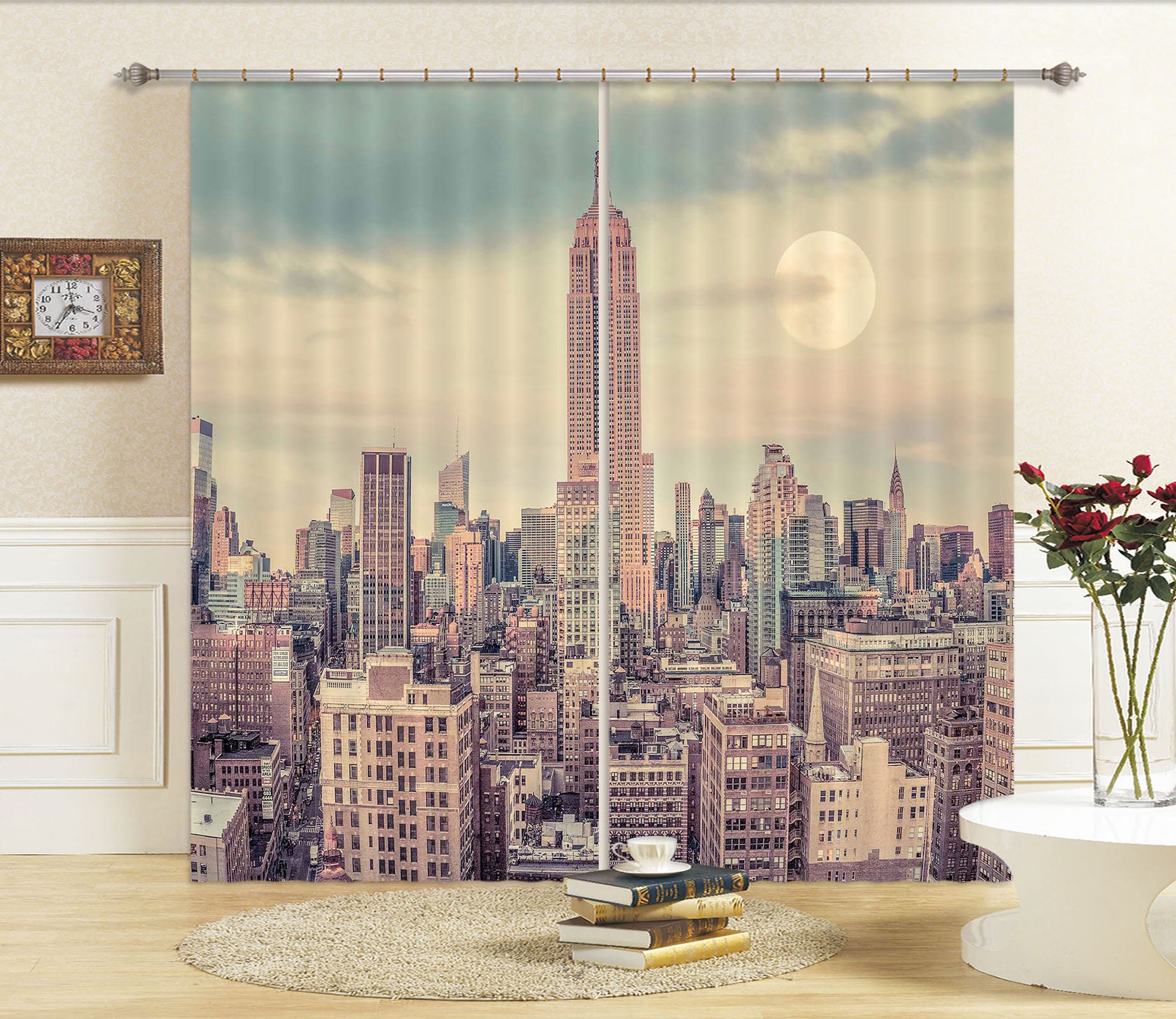 3D Moon City 6318 Assaf Frank Curtain Curtains Drapes