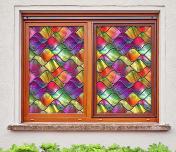 3D Diamond Wave 146 Window Film Print Sticker Cling Stained Glass UV Block