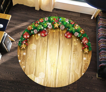 3D Board Christmas Decoration 098 Round Non Slip Rug Mat Mat AJ Creativity Home 