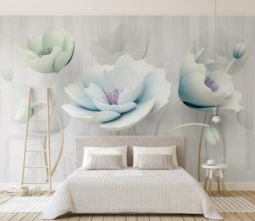 3D Swaying Blue Flower WC1632 Wall Murals