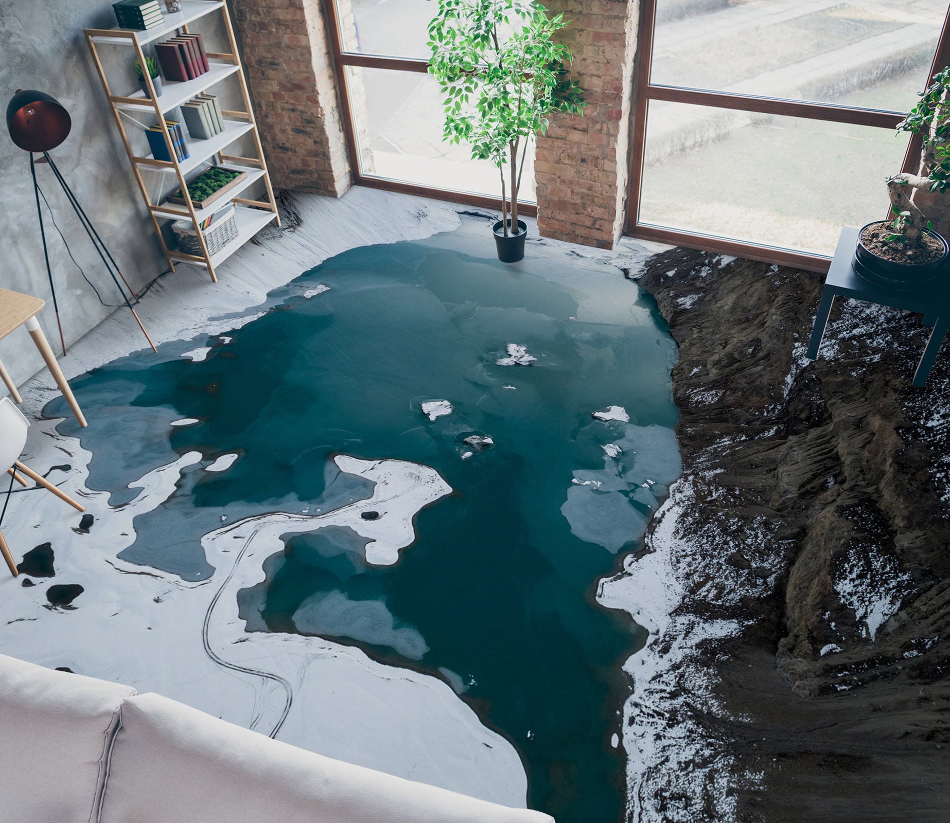 3D Melting Of Ice 491 Floor Mural  Wallpaper Murals Rug & Mat Print Epoxy waterproof bath floor