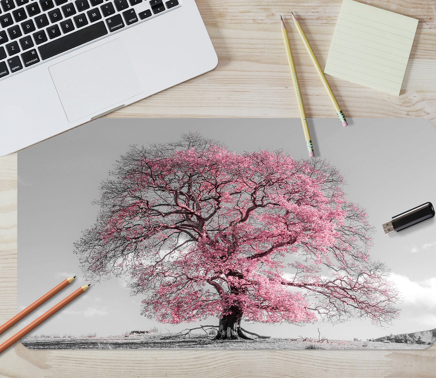 3D Pink Tree 12447 Assaf Frank Desk Mat