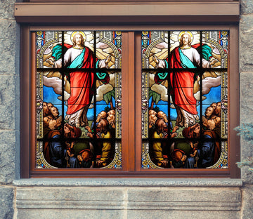 3D God Religion 232 Window Film Print Sticker Cling Stained Glass UV Block