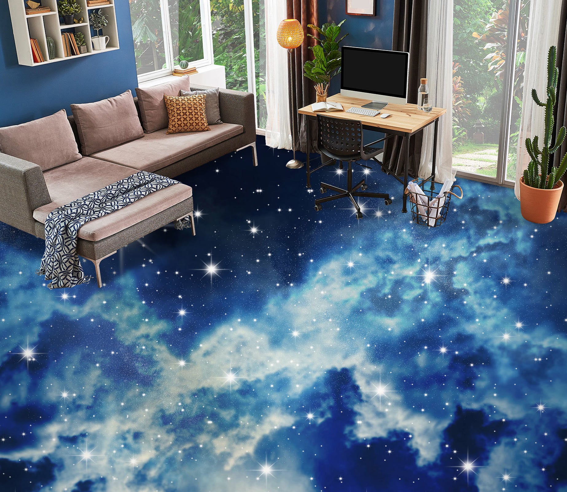 3D Dreamy Blue Clouds 1351 Floor Mural  Wallpaper Murals Self-Adhesive Removable Print Epoxy