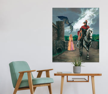 3D Dragon Knight Princess 8097 Ciruelo Wall Sticker