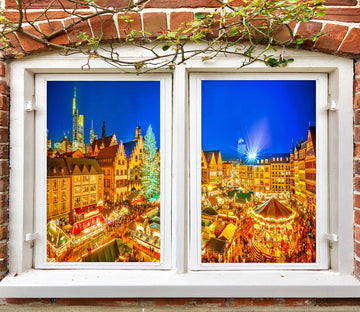 3D Construction 30034 Christmas Window Film Print Sticker Cling Stained Glass Xmas